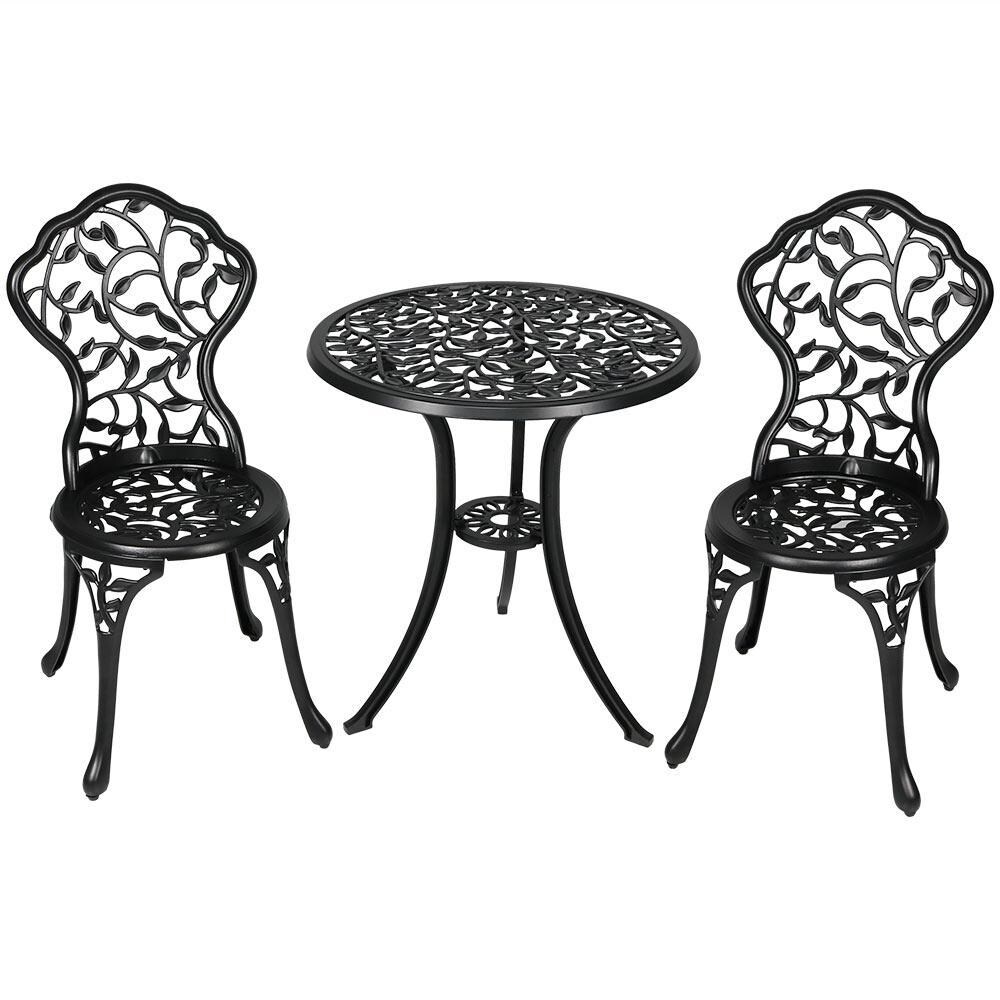 Ultimate Patio 3 Piece Outdoor Cast Aluminum Patio Bistro Set - Front View thumbnail