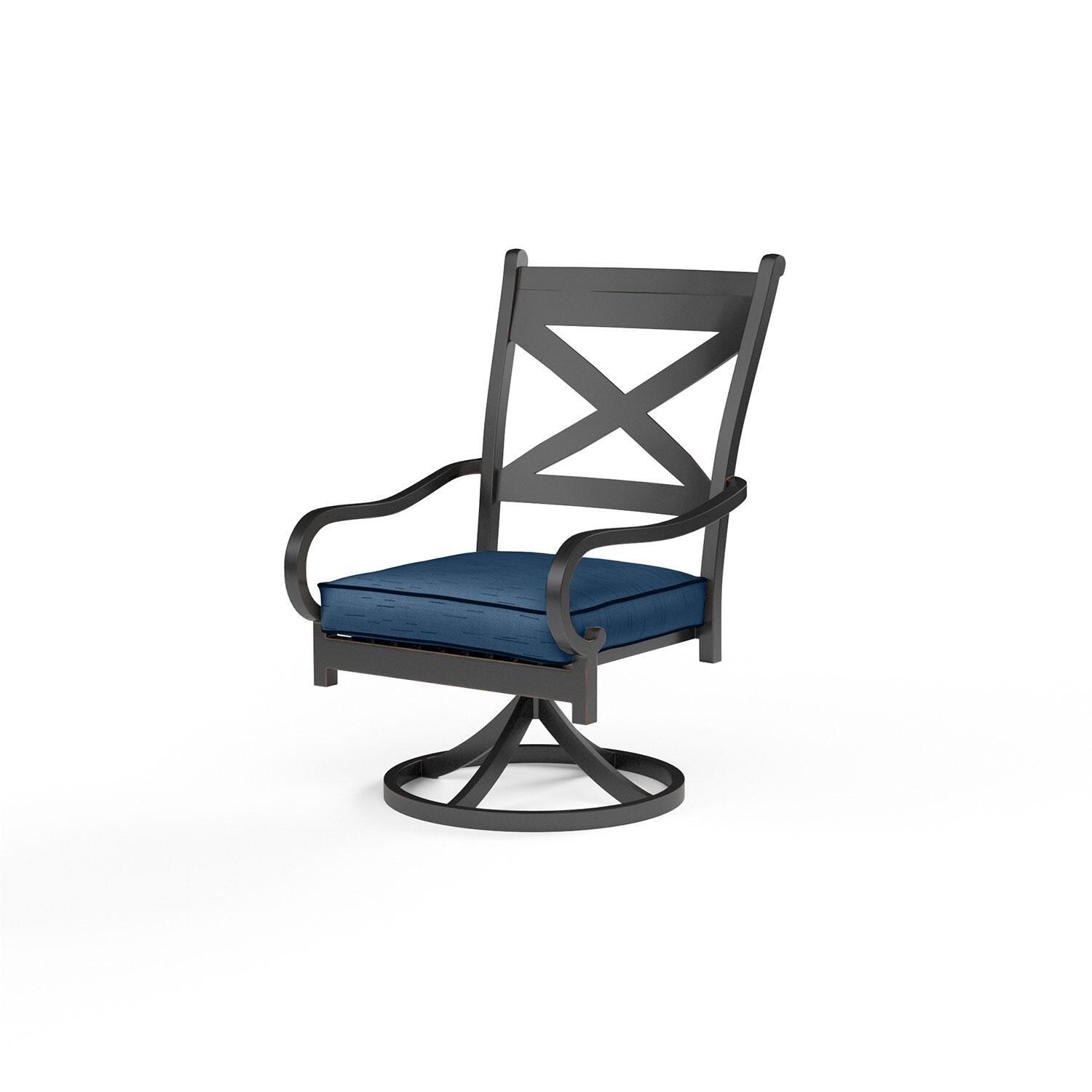 Monterey Aluminum Patio Swivel Dining Chair in Spectrum Indigo w/ Self Welt By Sunset West - Display - White Background thumbnail