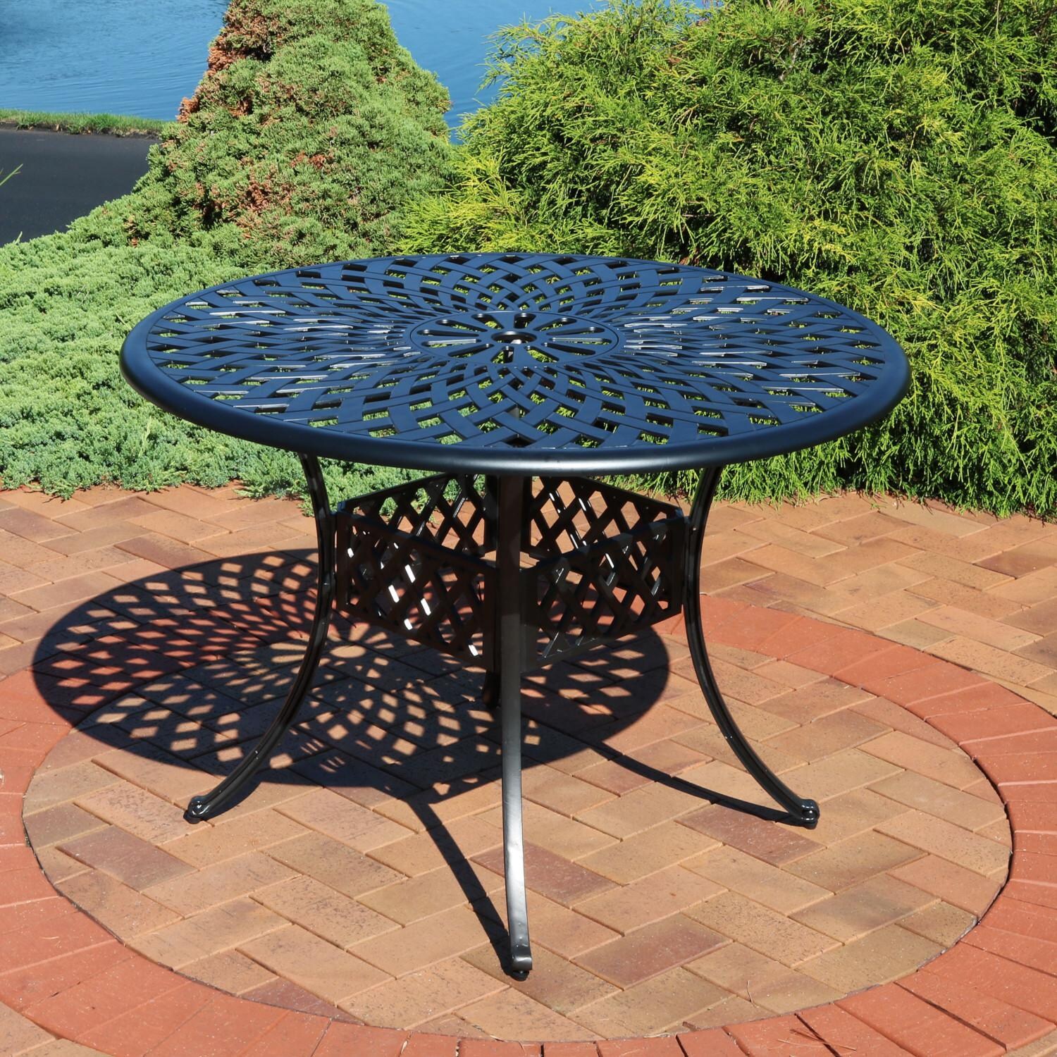 Sunnydaze Decor 41 1/2-Inch Round Cast Aluminum Outdoor Patio Table W/ Crossweave Design - Black image
