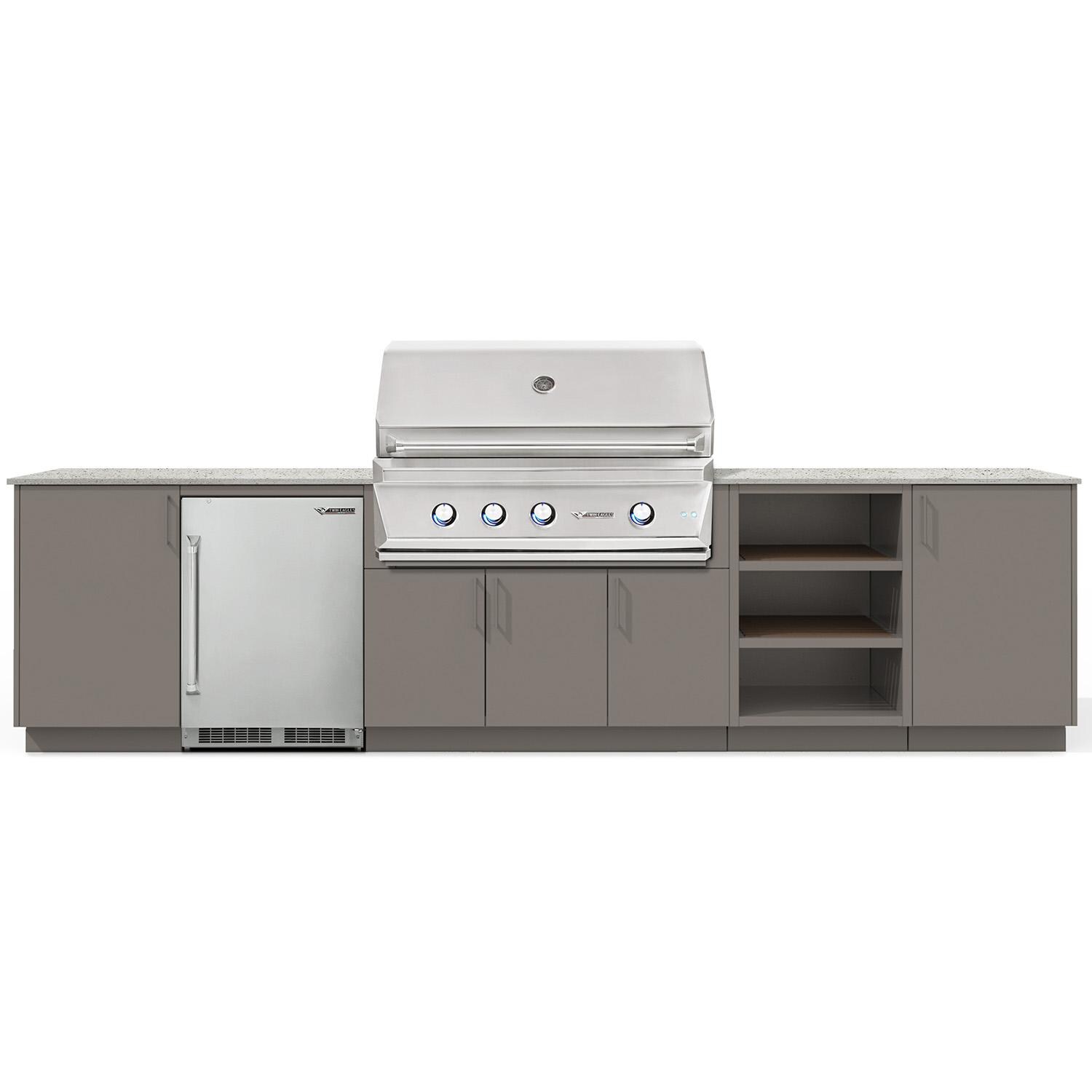 Urban Bonfire Taiga 42 Outdoor Kitchen w/ Twin Eagles Propane Grill, Refrigerator, Keon Dekton Countertop & Clay Finish - B-Taiga-42-TwinEagles-Keon-Clay
