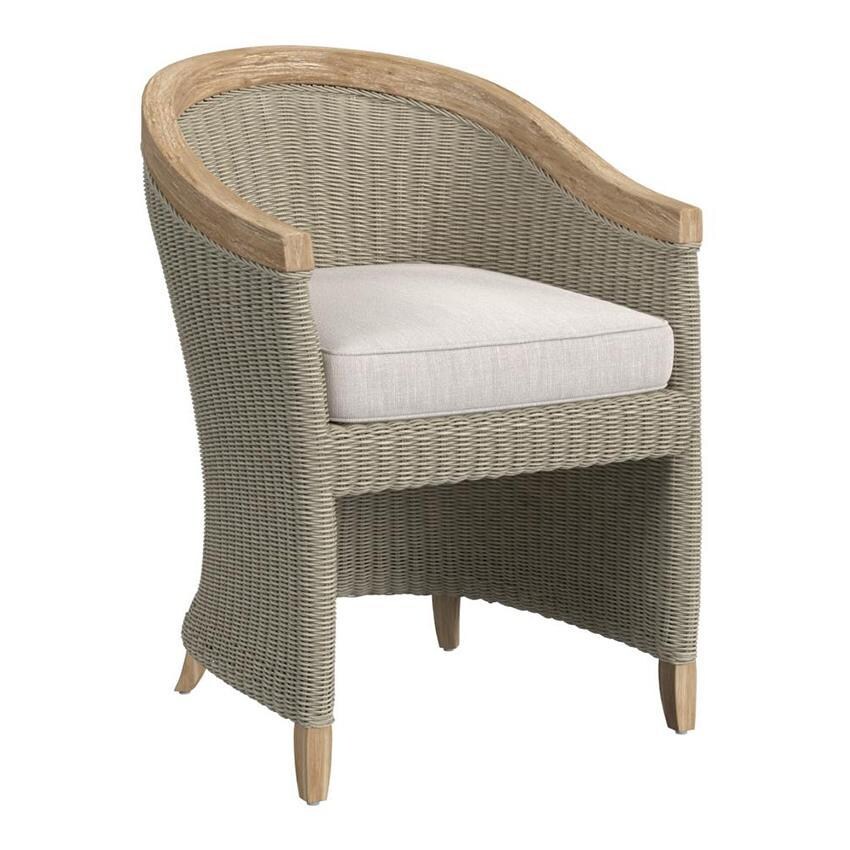 Cambria Teak Dining Arm Chair in Light Wood/Canvas Canvas by Sunset West - White Background thumbnail