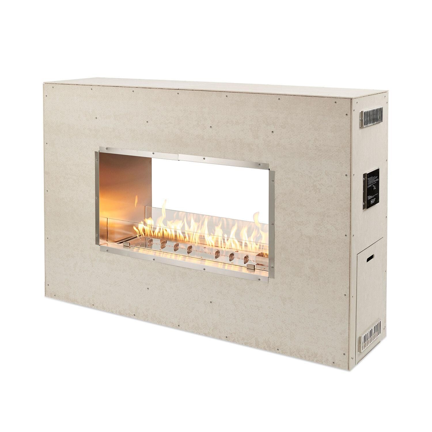 The Outdoor GreatRoom Company RSTL-40DLP 40-Inch Linear Ready-To-Finish See-Through Liquid Propane Fireplace W/ Direct Spark Ignition - Flames On - White Background thumbnail