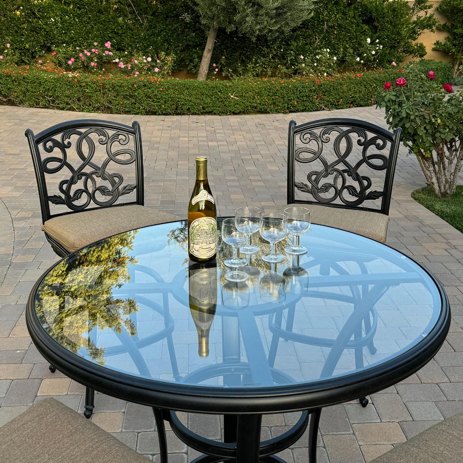 Darlee B/DL2052-5PC-50F21 Santa Monica 5 Pc Cast Aluminum Dining Set in Antique Bronze - Table w/ Chairs Front - Lifestyle thumbnail