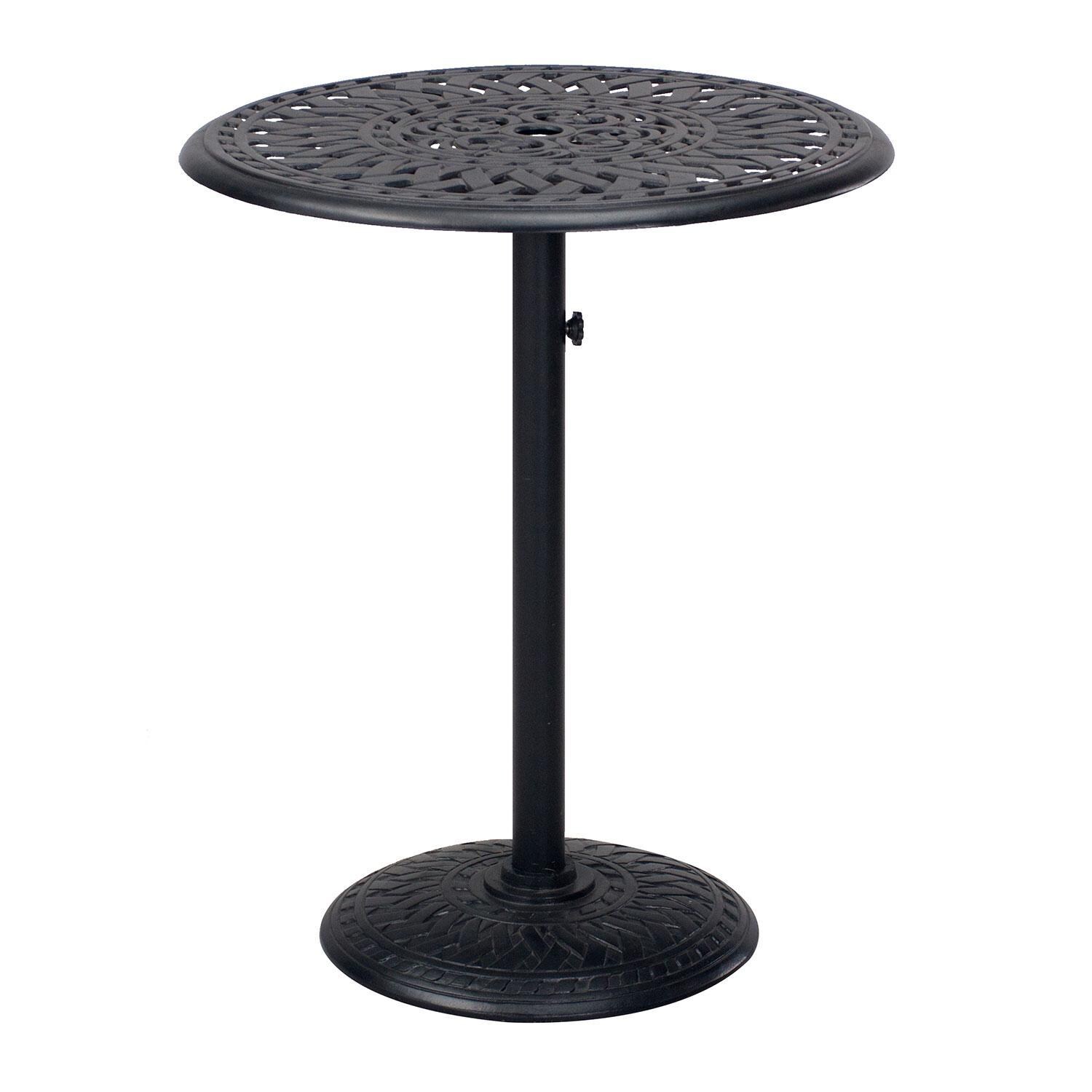 Santa Barbara 3 Pc Cast Aluminum Counter Height Bar Set w/ 30 Inch Round Series 60 Table in Antique Bronze/Beige Canvas by Darlee - Bar Table thumbnail