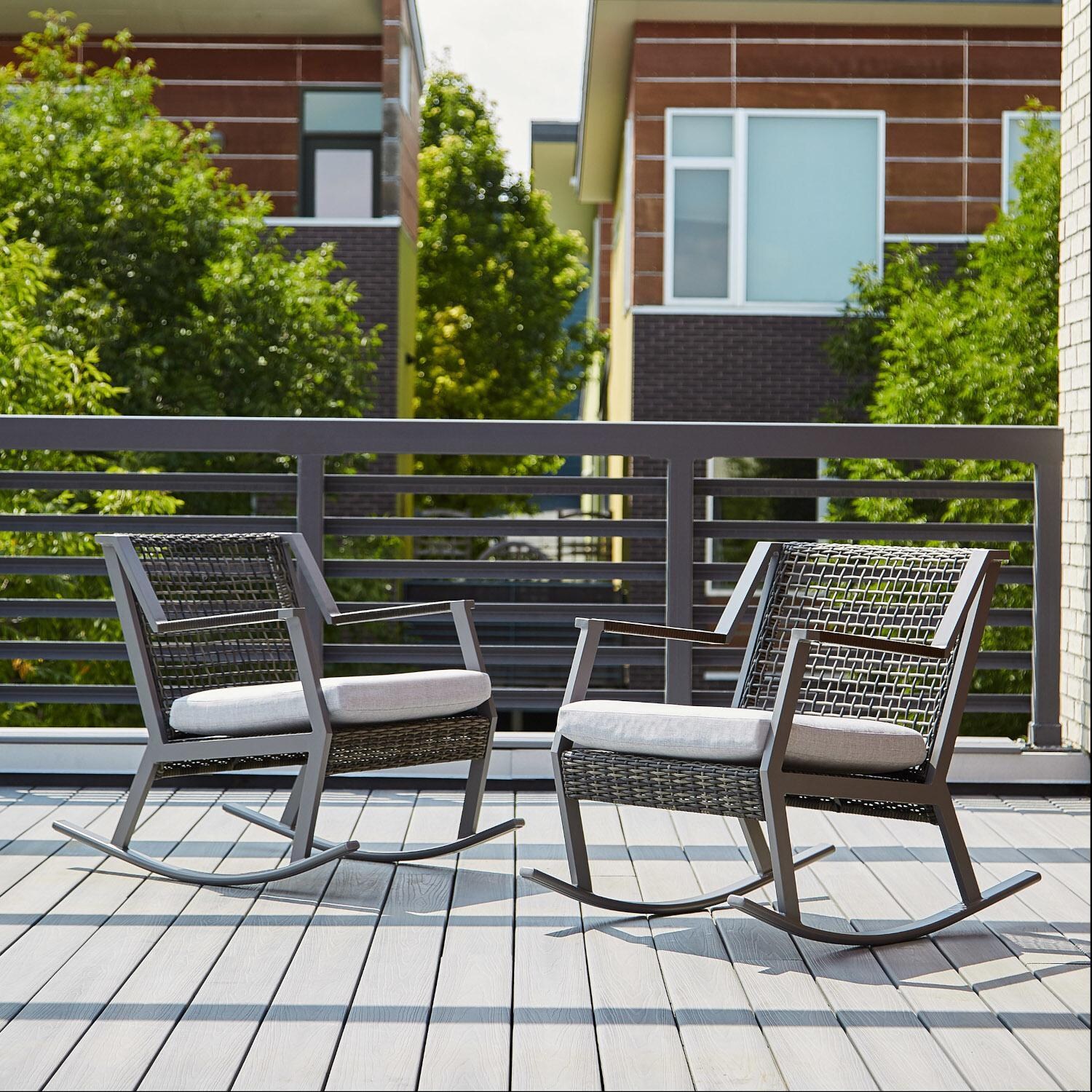 Rustic Bay 2 Pc Aluminum Rocker Chair Set in Gray by Lakeview Outdoor Designs