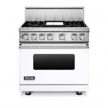 Viking Professional 7 Series 36-Inch 4 Burner Natural Gas Dual Fuel Range With Griddle - White - VDR73624GWH image