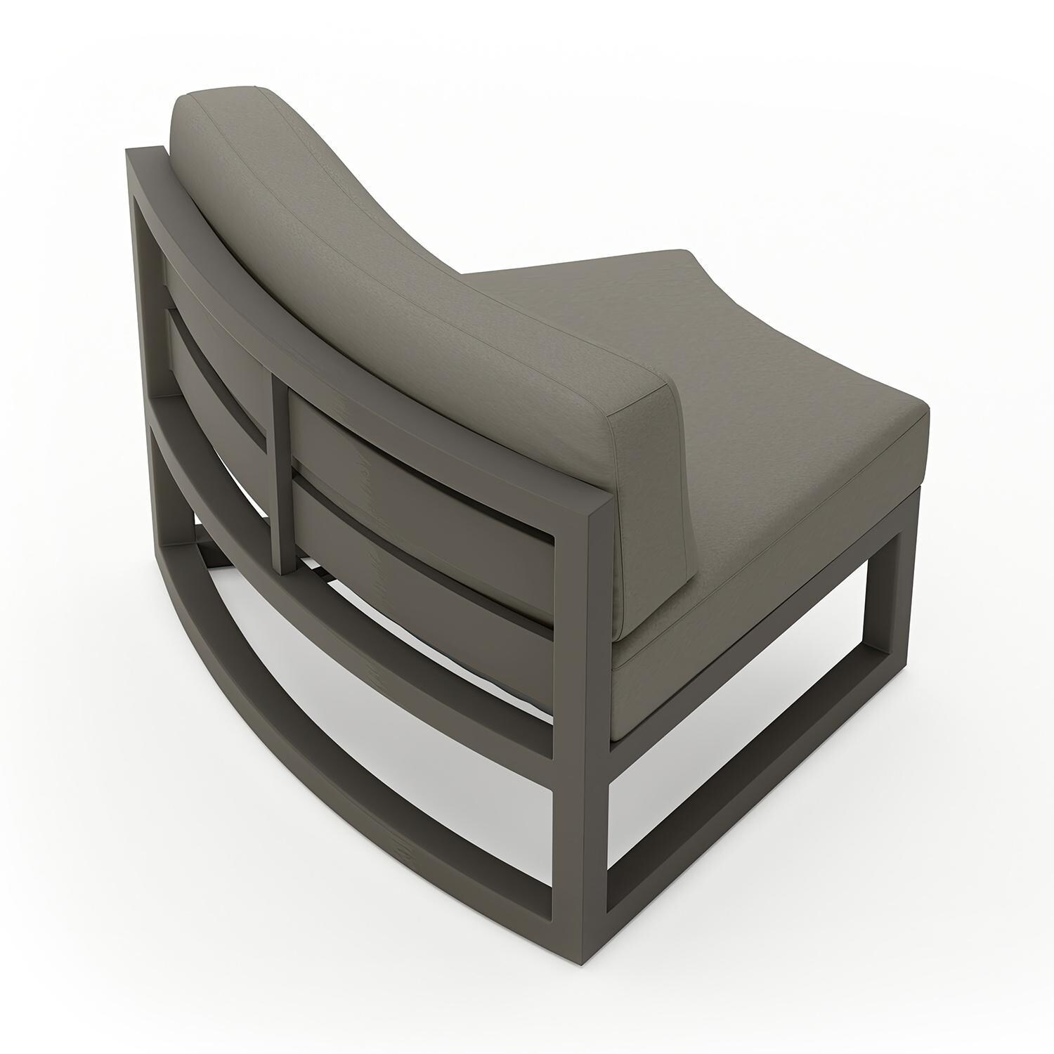 Misty Cove 2 Piece Aluminum Curve Club Chair in Slate w/Charcoal Cushions by Lakeview - Back Angle View - White Background thumbnail