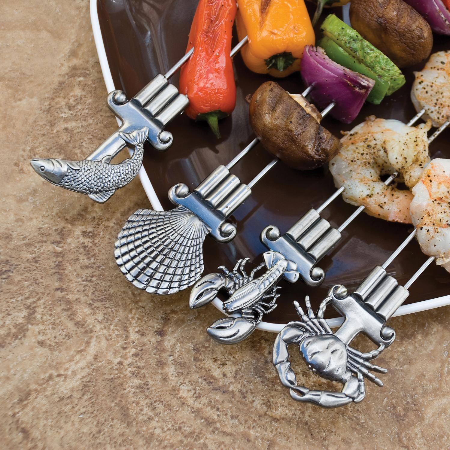 14-Inch Double Prong Coastal BBQ Skewers - Set Of 4