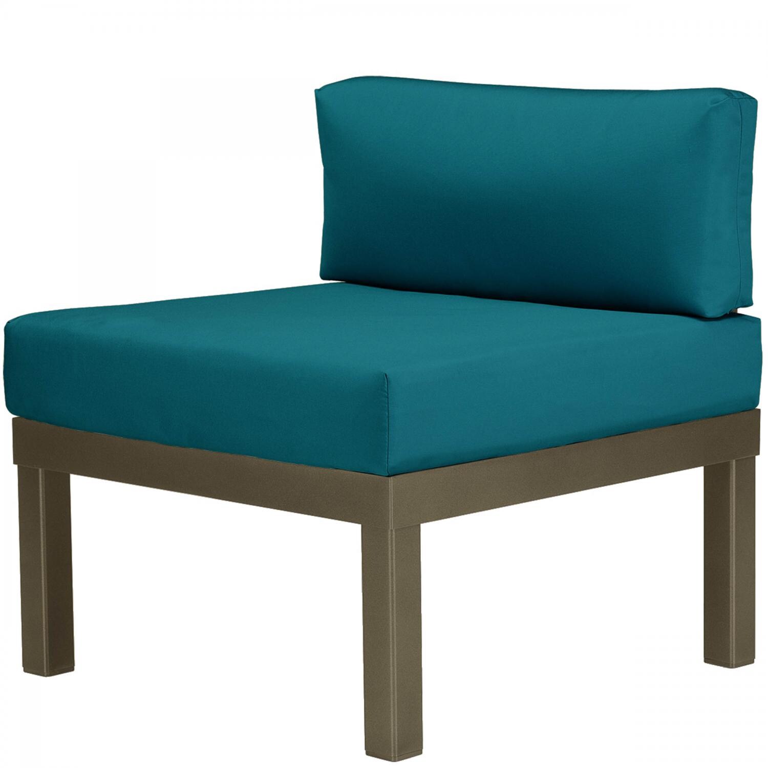 Ashbee Aluminum Sectional Armless Club Chair in Textured Beachwood/Peacock by Telescope Casual