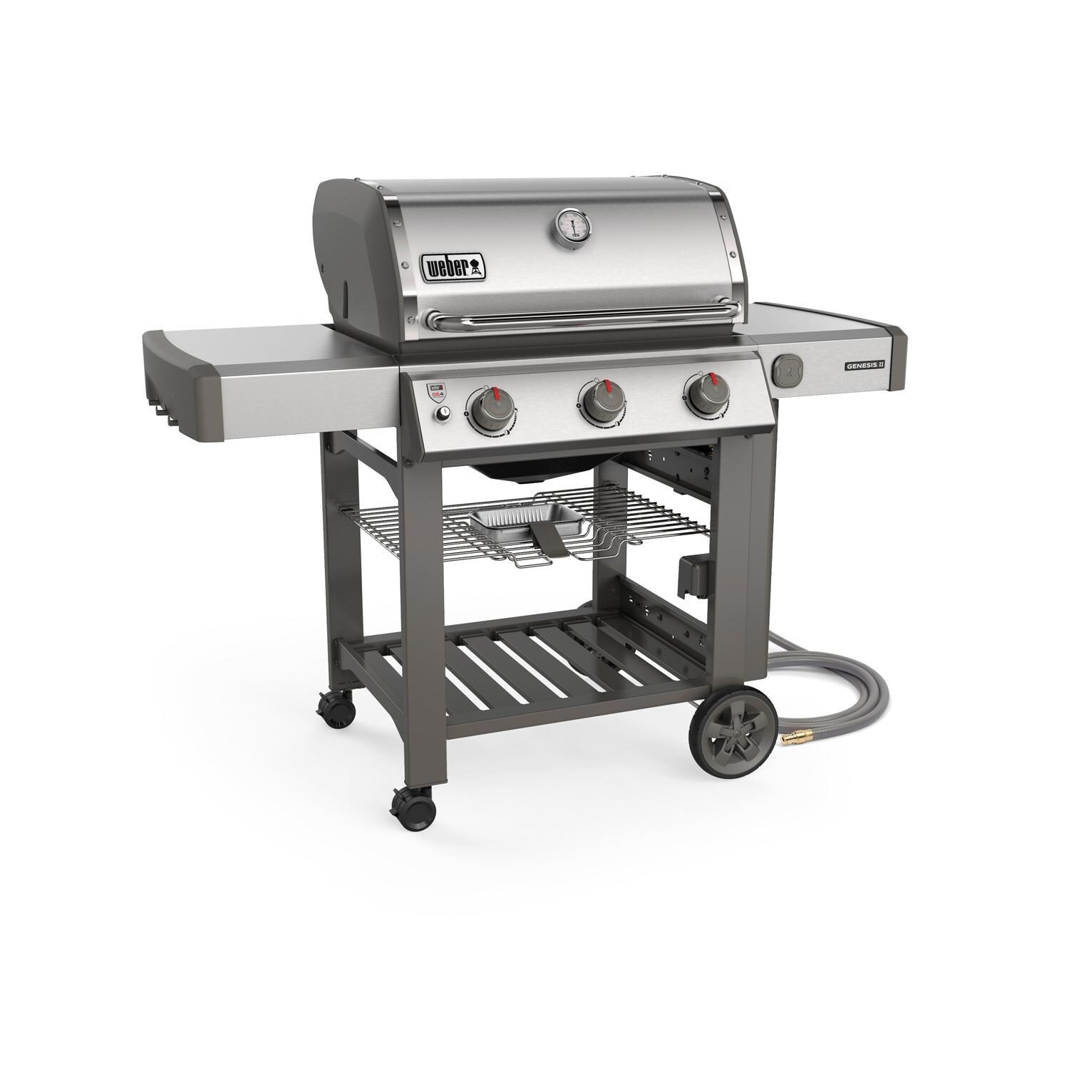 Weber Genesis II 66001001 S-310 Natural Gas Grill - Stainless Steel (2019) - Left-Side Angled View thumbnail