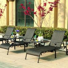 Darlee Victoria 5 Piece Resin Wicker Patio Chaise Lounge Set With End Tables image