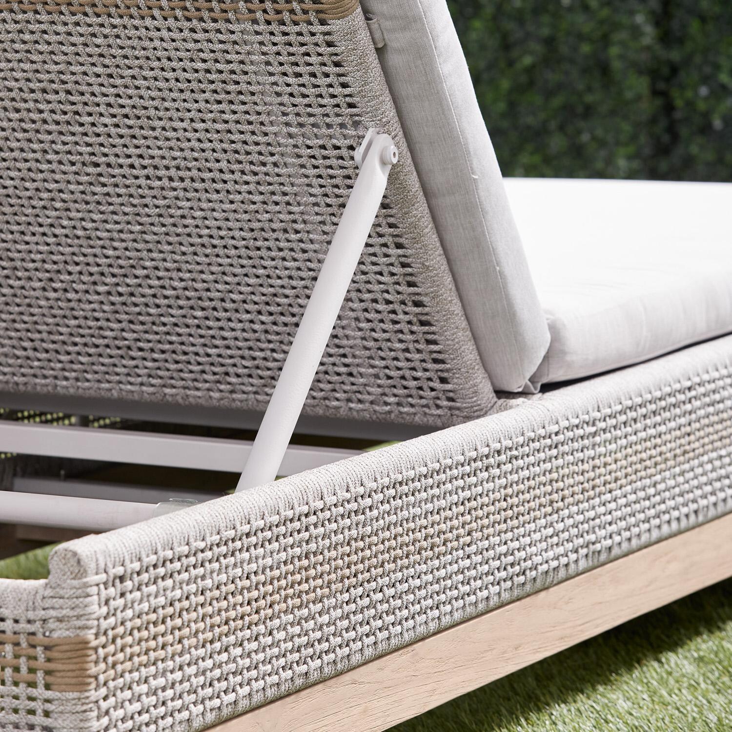 Lakeview Cocoa Way Woven Rope Chaise Lounge in Taupe & White - Hinge Detail thumbnail