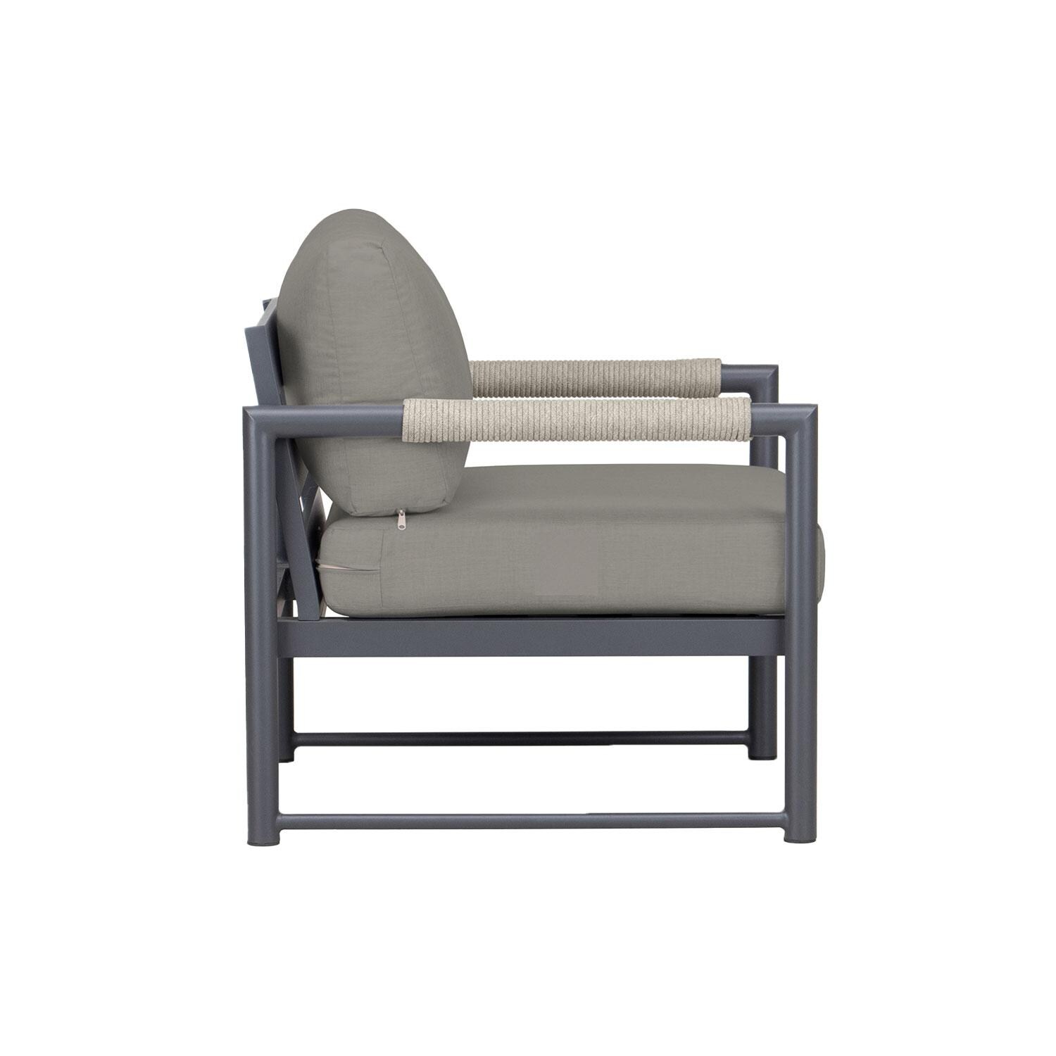 Lakeview ALTO-SL-PG-CC-CC Avenue Bay Slate/Pebble Gray Club Chair - Canvas Charcoal - Side View - White Background thumbnail