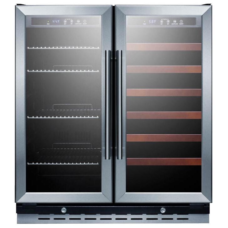 Summit 30-Inch 5.8 Cu. Ft. Dual Zone Beverage Refrigerator - Stainless Steel / Black Cabinet - SWBV3067