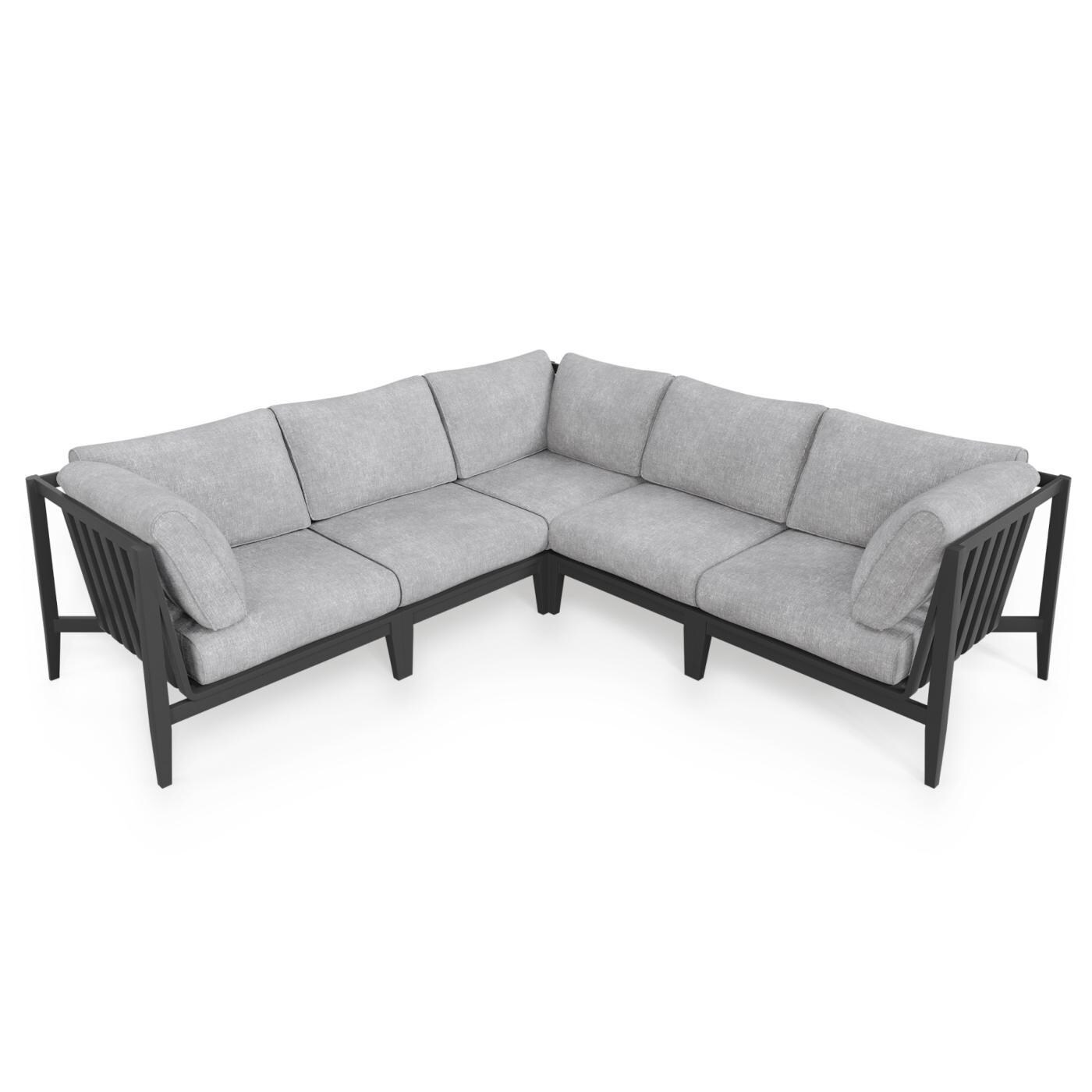 Outer Charcoal Aluminum Outdoor Corner Sectional 5 Seat W/ OuterShell Cover Pacific Fog Gray