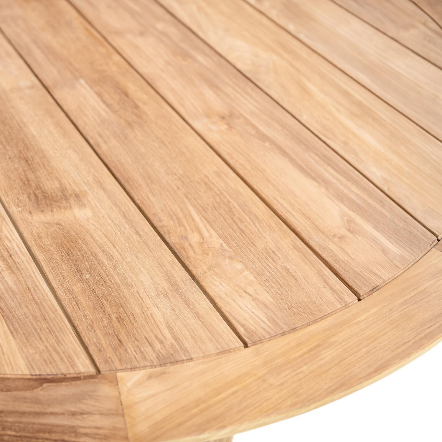 Teak + Table Capri Round 5 Piece Dining Set W/ 50 Inch Round Table - 50-Inch Round Dining Table Top Detail - Detail thumbnail