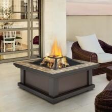 Real Flame Alderwood 33-Inch Wood Burning Fire Pit Table - 910-BK