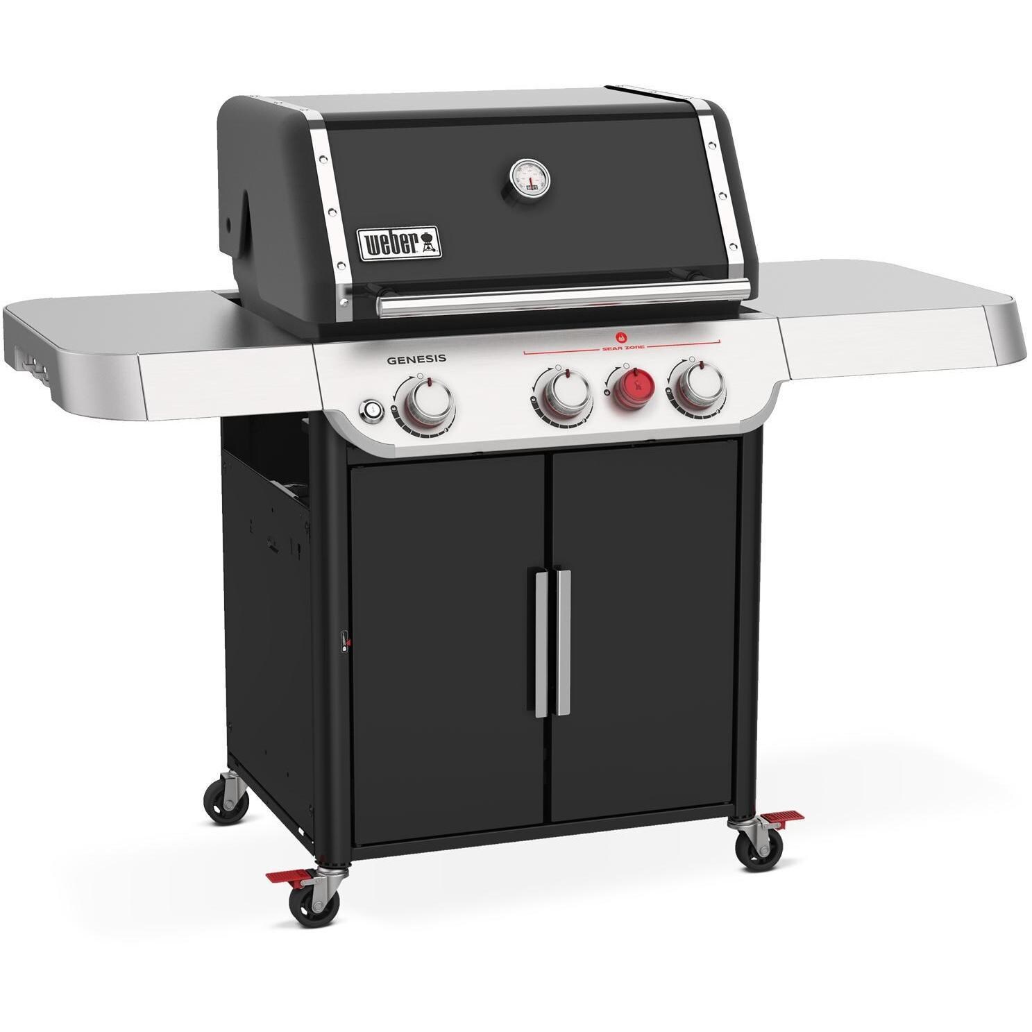 Weber GENESIS 35310001 E-325s Propane Gas Grill with Sear Burner - Black - Left-Side Angled View - White Background thumbnail