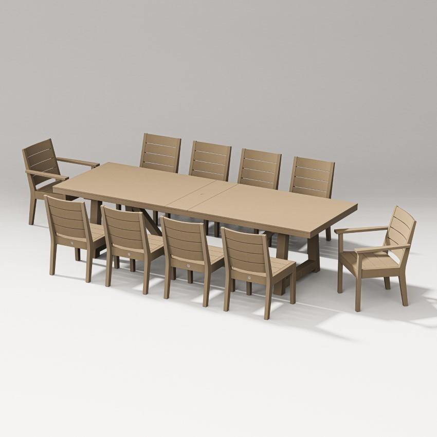 Latitude 11 Pc A-Frame Table Dining Set in Vintage Sahara By PW Designer Series