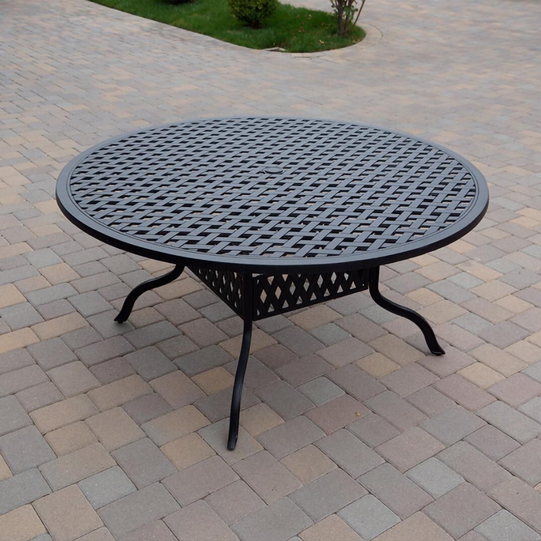 Darlee B/DL13-7PCAR-30D-R Nassau 7 Pc Cast Aluminum Dining Set w/ Rocker in Antique Bronze w/ Red Cushions - Table - Lifestyle thumbnail