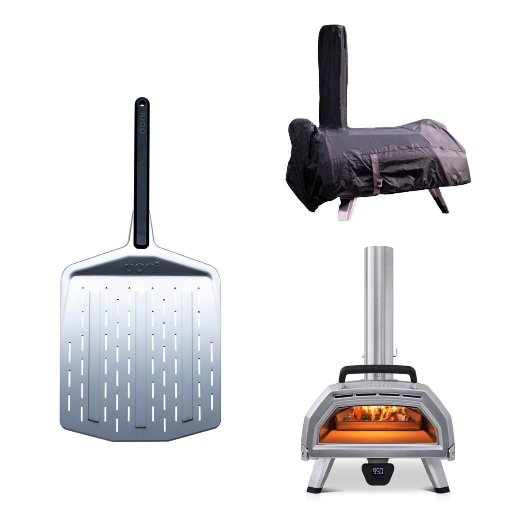 Ooni Karu 16 Multi-Fuel Portable Outdoor Pizza Oven w/ Cover & Pizza Peel Bundle - White Background thumbnail