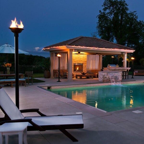 American Gas Lamp Works GLM60 Gulf Side Electronic Ignition Natural Gas Torch (Post Not Included) - In Use thumbnail