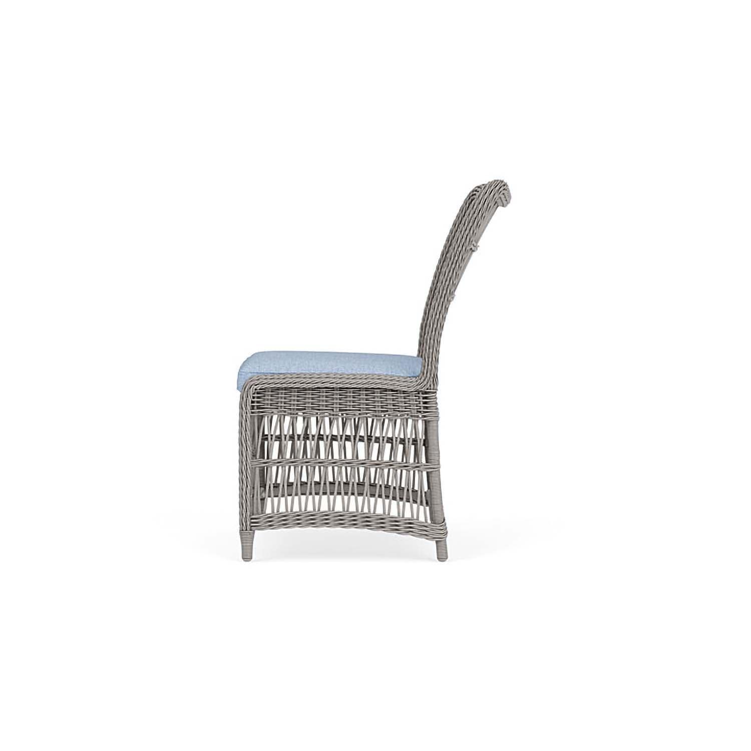 Lloyd Flanders Mackinac Wicker Dining Chair in Putty/Demo Skyway - Side View - White Background thumbnail