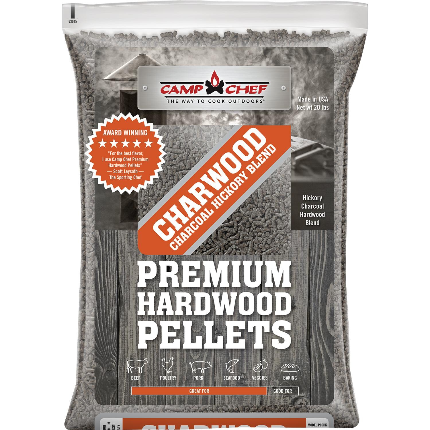 Camp Chef PLCHK 20 Lb. Premium Hardwood Pellets - Charwood Charcoal Hickory Blend thumbnail