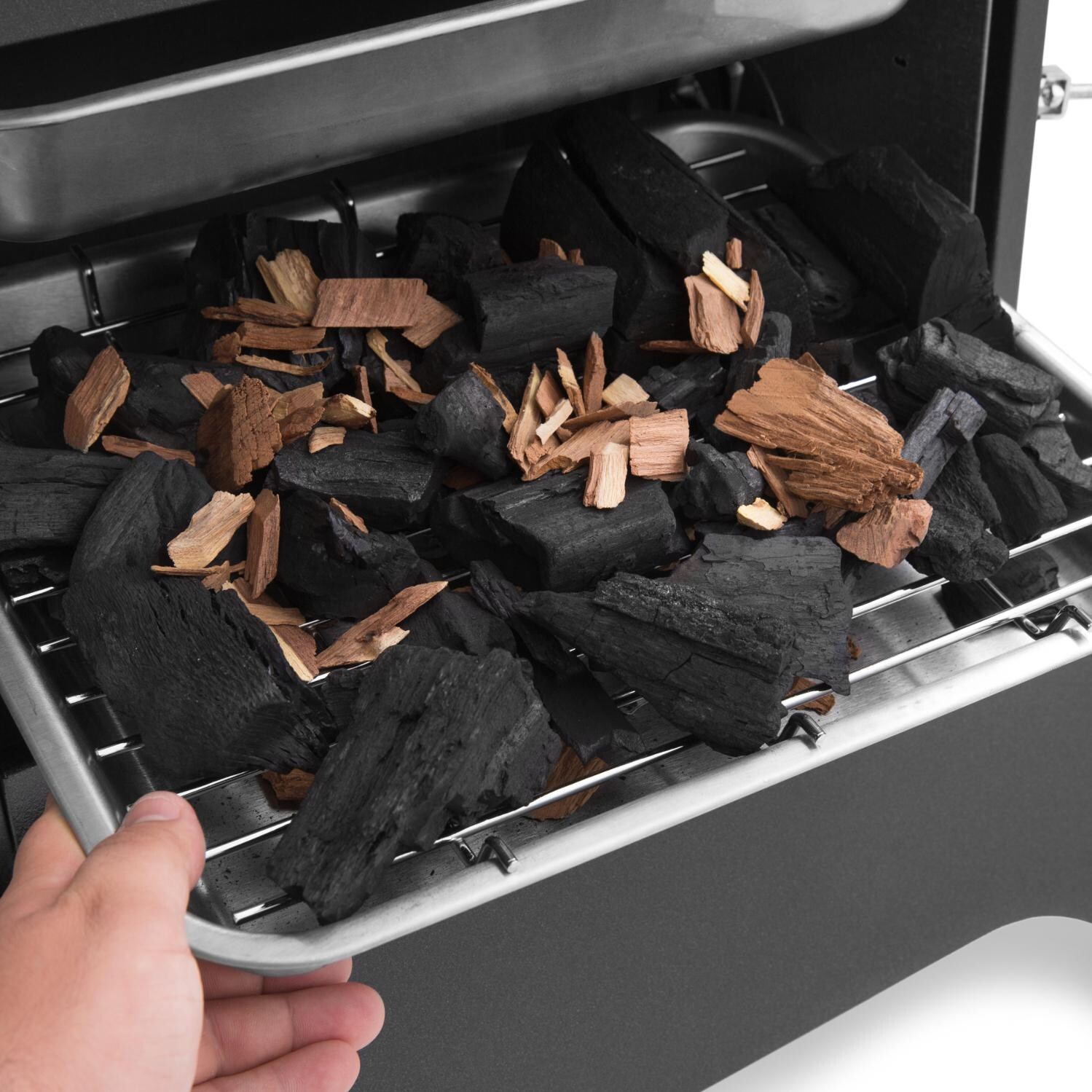 Broil King 28-Inch Smoke Vertical Charcoal Smoker - Smoker Tray With Charcoal & Wood Chips