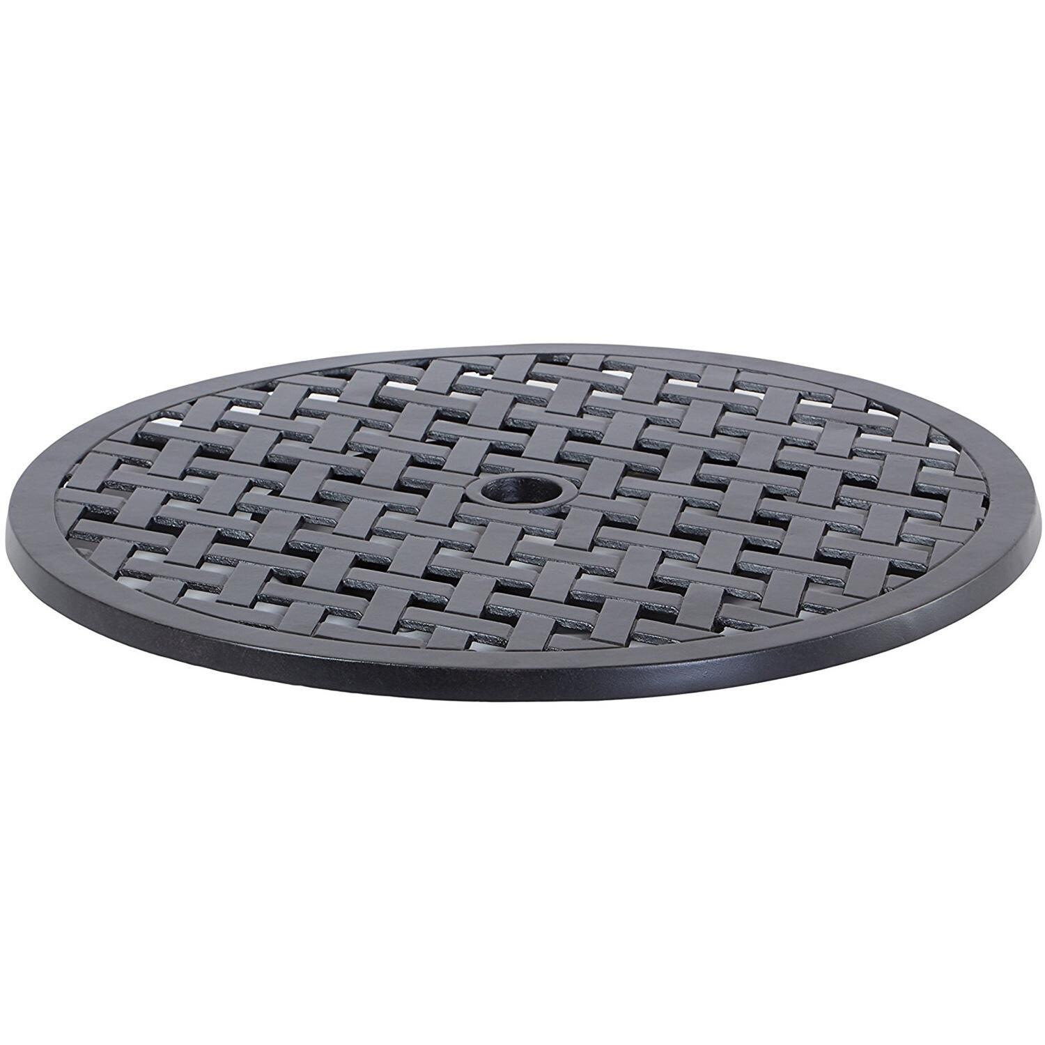 Darlee Nassau 10-Piece Patio Dining Set (with Swivel Rockers) with Navy Blue Cushions and 64 Inch Square Dining Table and Lazy Susan - Lazy Susan - White Background thumbnail