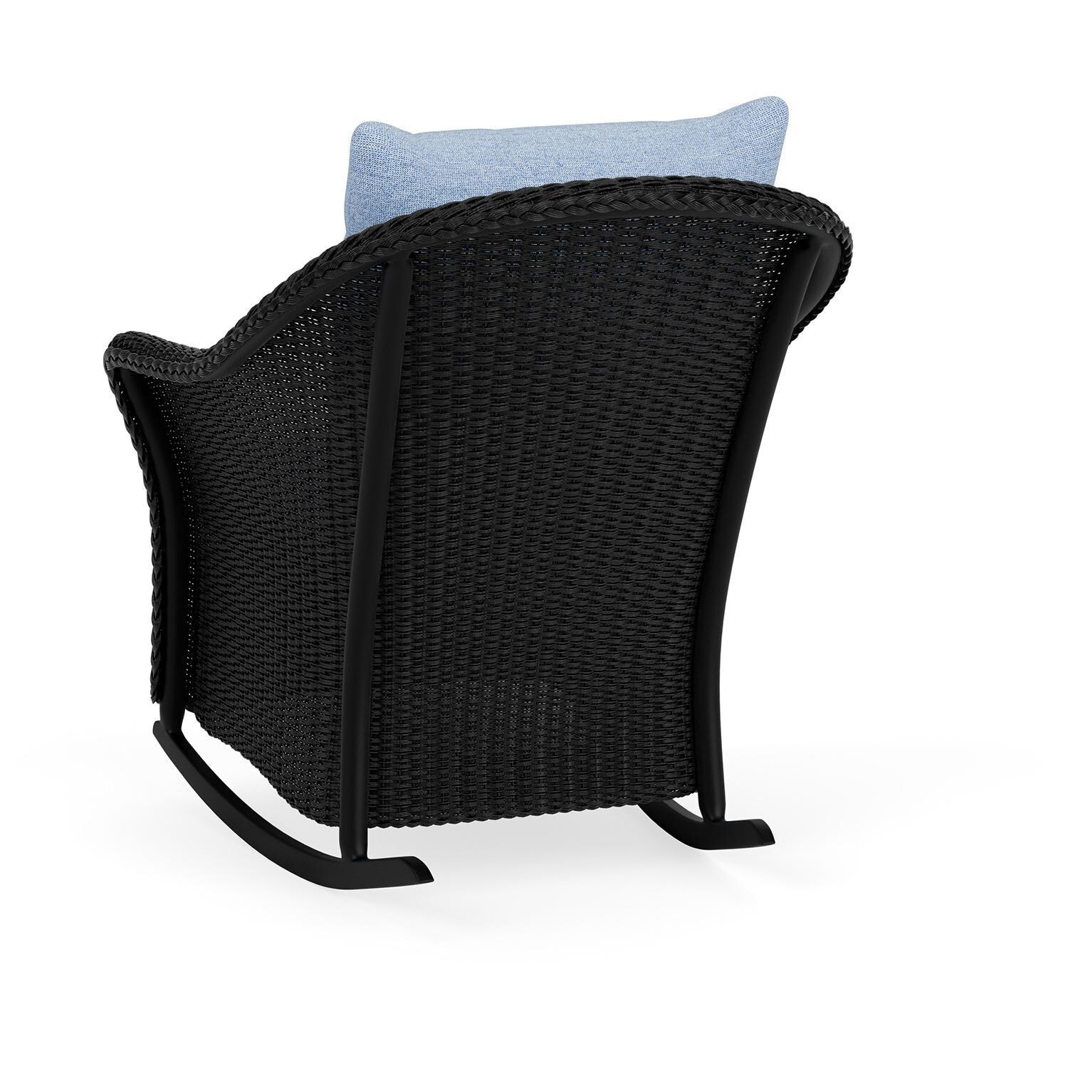 Lloyd Flanders Weekend Retreat Lounge Rocker in Ebony Finish W/ Demo Skyway Fabric - Back Left thumbnail
