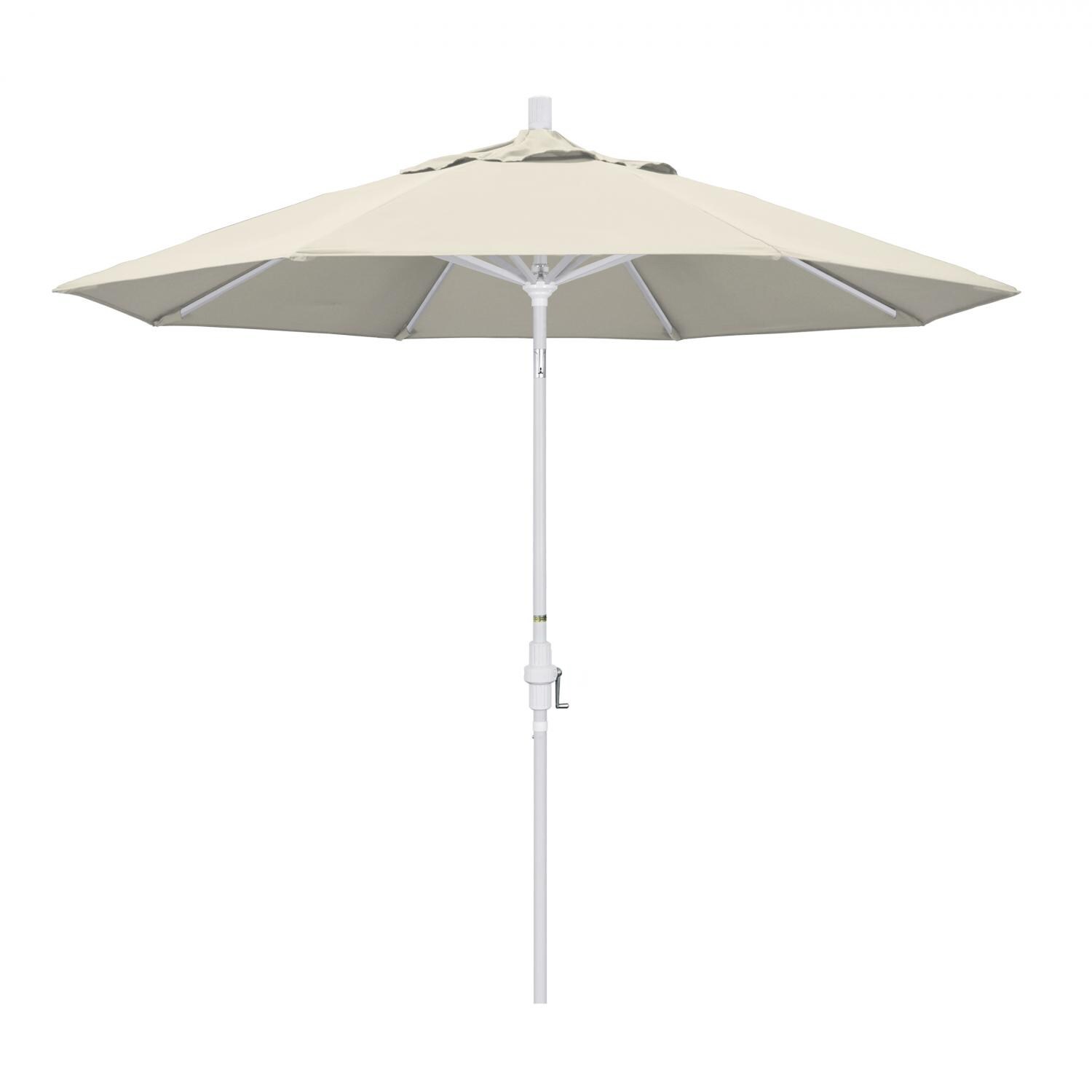 California Umbrella 9 Ft Octagonal Aluminum Collar Tilt Patio Umbrella W/ Crank Lift & Aluminum Ribs - Matted White Frame / Olefin Antique Beige Canopy thumbnail