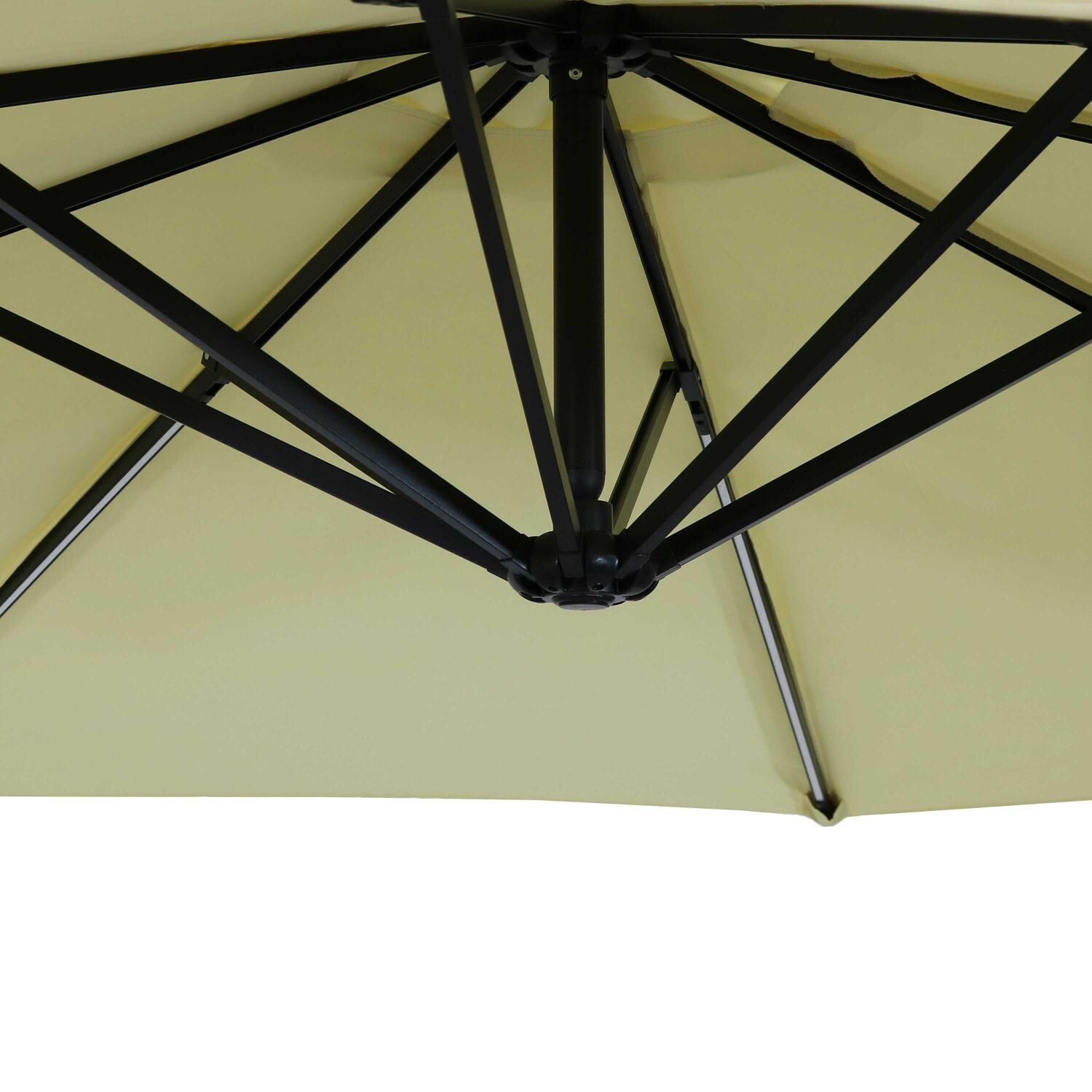 Ultimate Patio 10 Ft. Solar Lighted Patio Cantilever W/ Crank - Pale Buttercup - Sturdy Ribs Support Canopy thumbnail