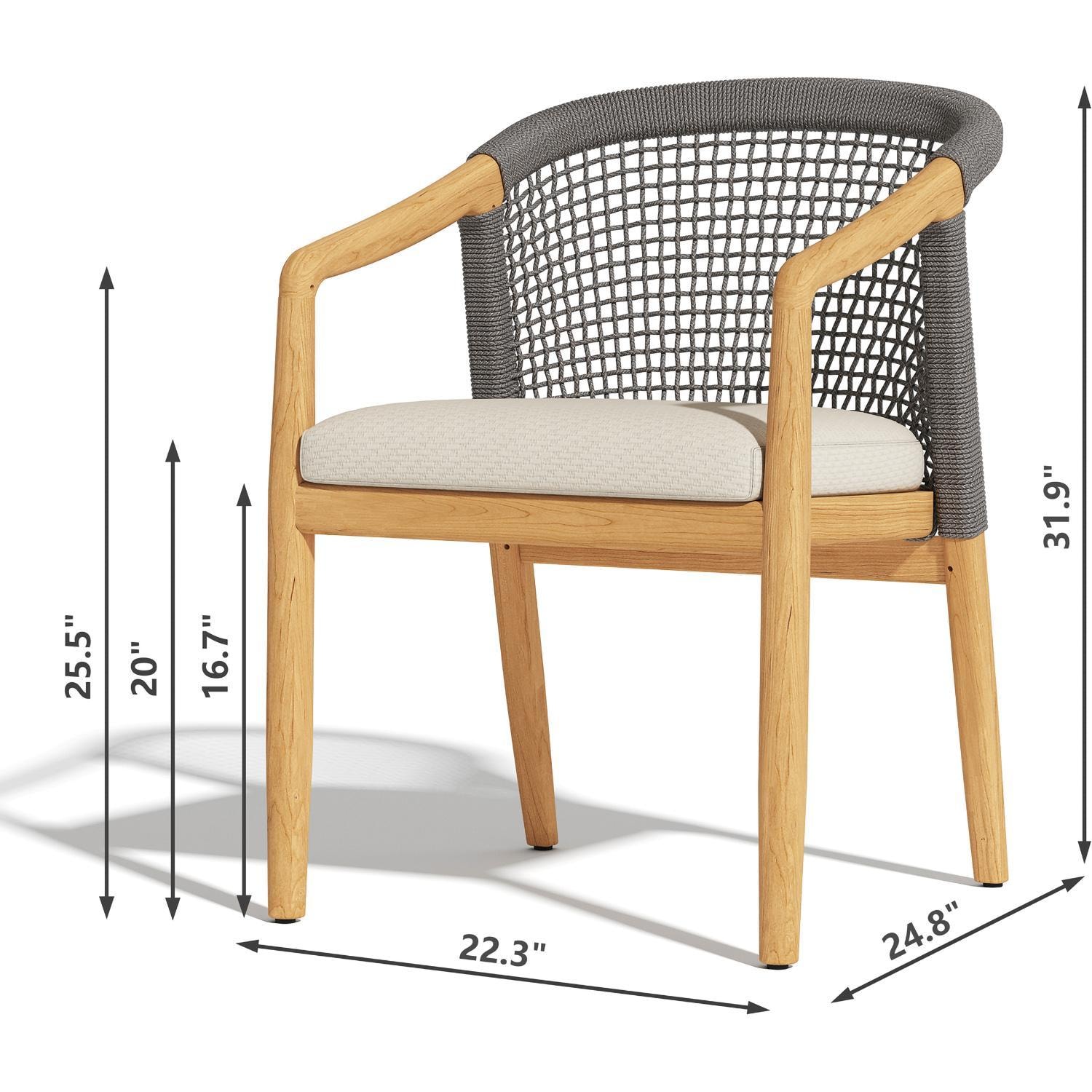 Lakeview Outdoor Designs LV-377-7 Ridgeview 5 Pc Teak Dining Set in Beige - Chair Dimensions - Dimensional thumbnail