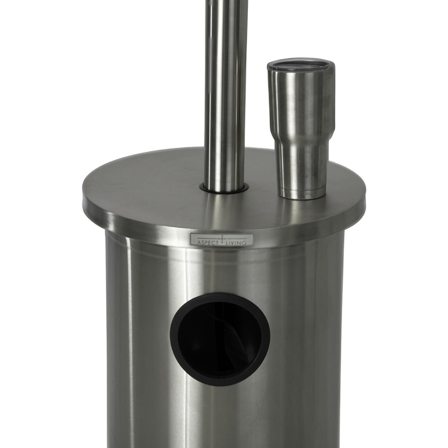 Ultimate Patio SC65044 48,000 BTU Propane Outdoor Patio Heater w/ Table - Stainless Steel - Cup on Table - Detail thumbnail