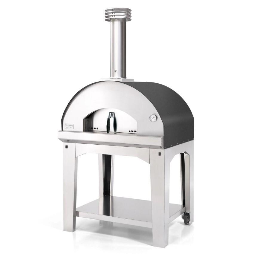 Fontana Forni FTMF-A Mangiafuoco Wood-Fired Pizza Oven On Cart - Anthracite - White Background thumbnail