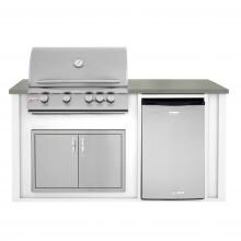 BBQGuys.com 6 Ft BBQ Island With Blaze 32-Inch Natural Gas Grill, Double Access Door & Compact Refrigerator - White/Gray - BLZAD4.5NG-6VP4PWNG image