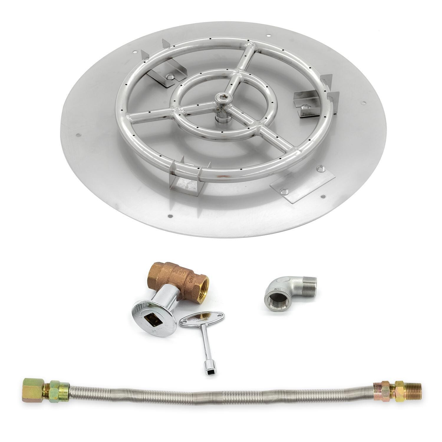 BBQGuys Signature 18-Inch Round Flat Pan W/ 12-Inch Natural Gas Ring Burner & Connection Kit image
