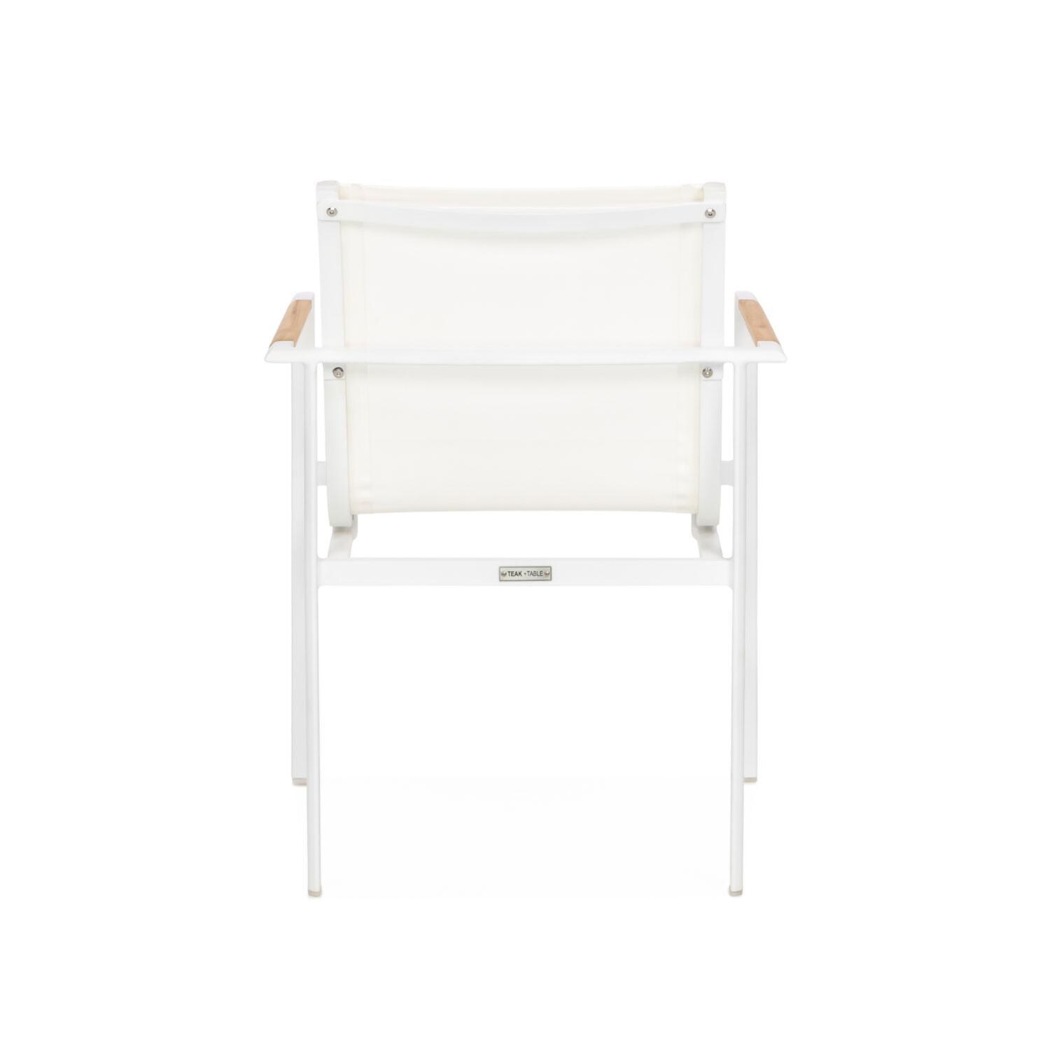 Teak + Table St Barts Aluminum Stacking Dining Chair in White - Back - White Background thumbnail