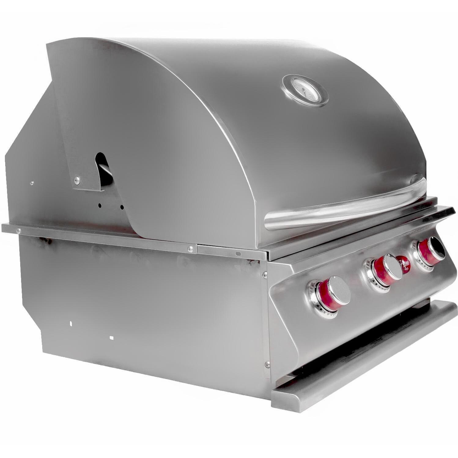 Cal Flame G3 3 Burner Built-In Propane Gas Grill - Side Closed View thumbnail