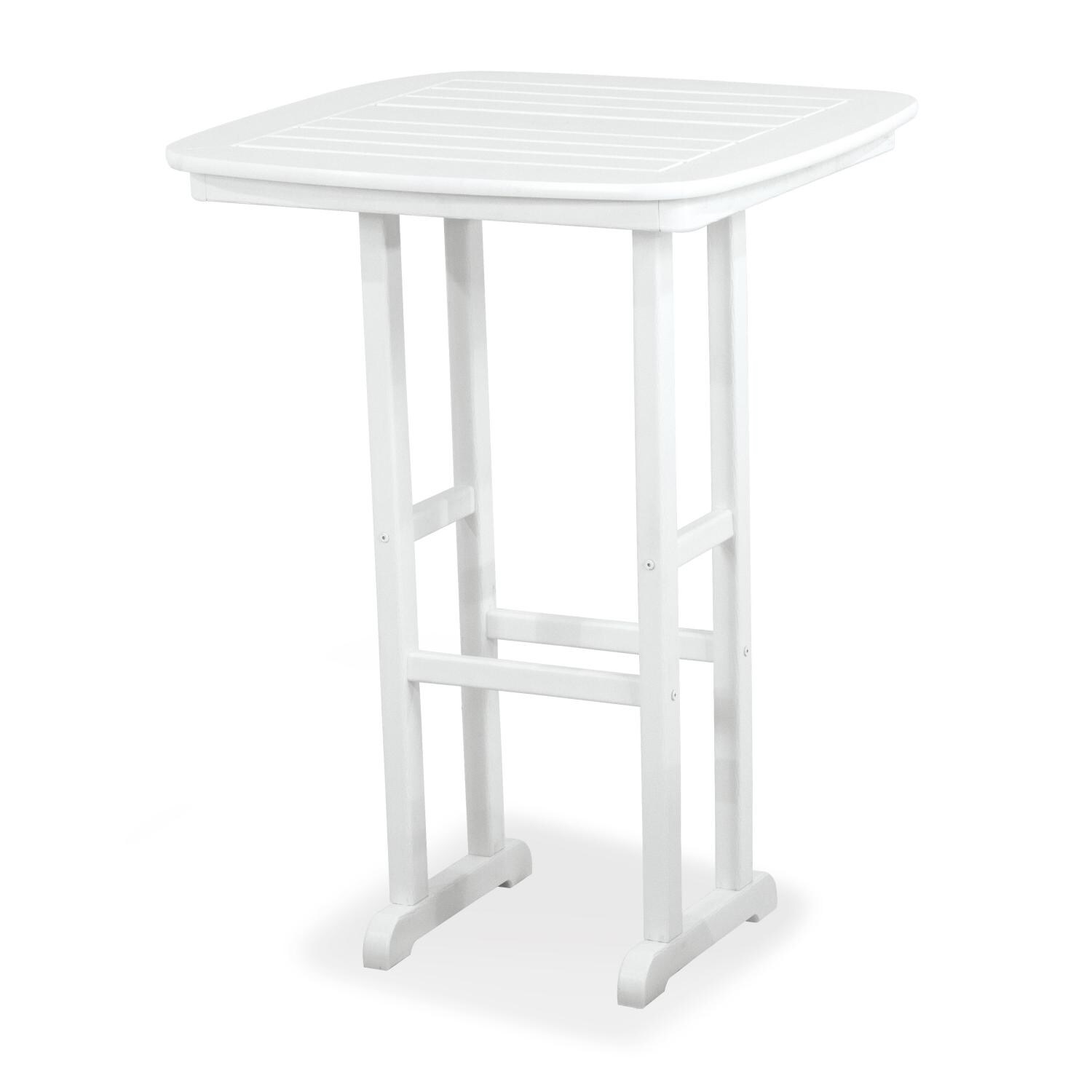 Nautical White Recycled Plastic Wood 31 Inch Square Patio Bar Table By ...