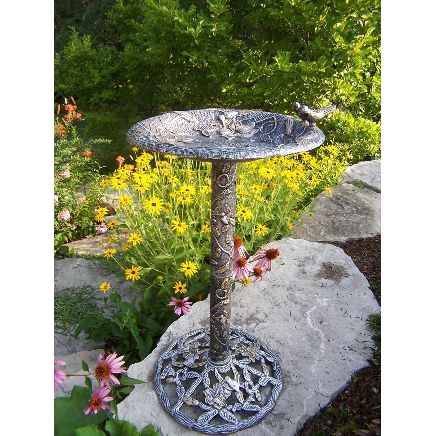 Oakland Living Hummingbird Bird Bath Antique Pewter BBQGuys