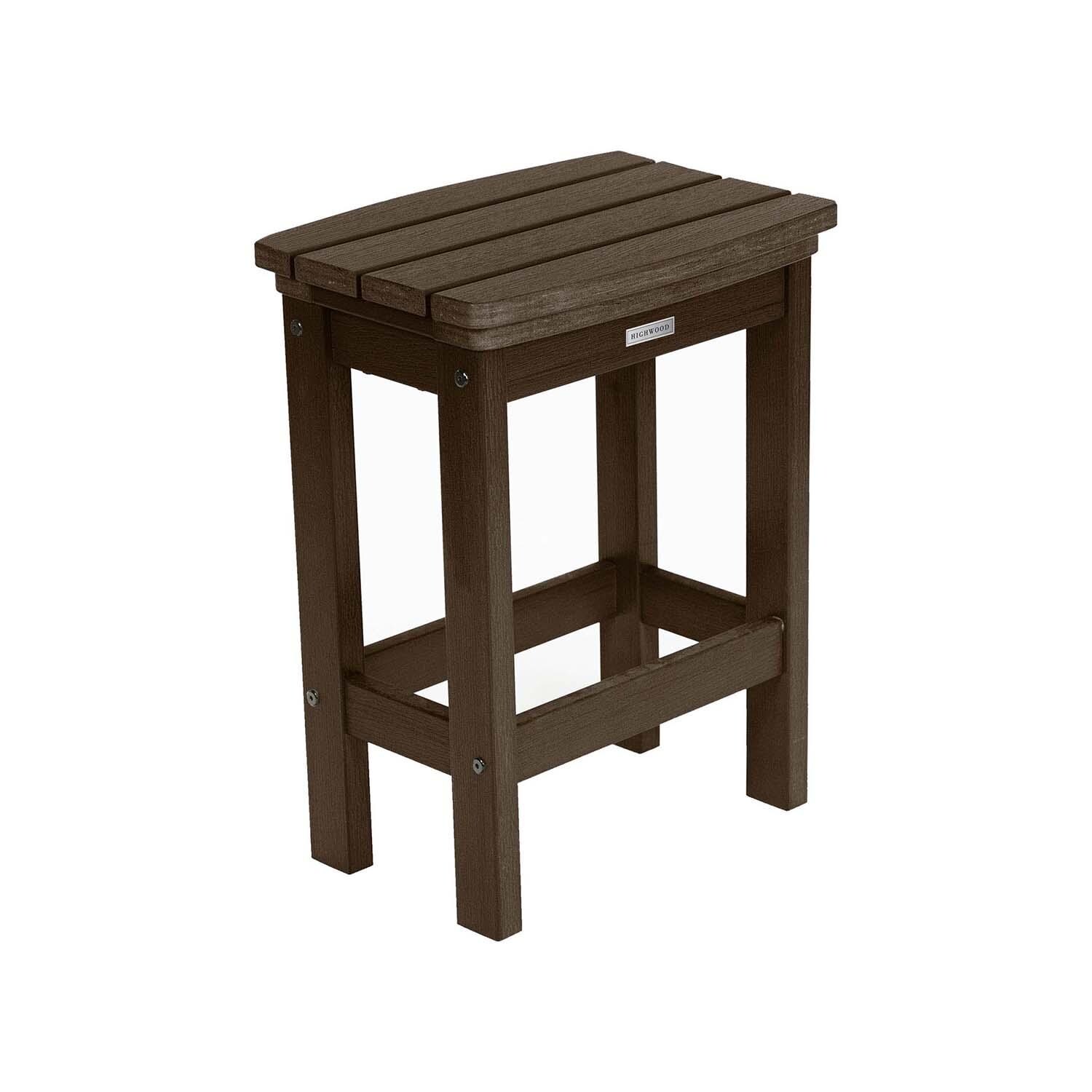 Hart Lane Polyresin Bar Stool Counter Height in Weathered Acorn By Lakeview Outdoor Designs - Angled Right - White Background thumbnail