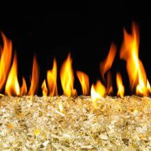 Peterson Real Fyre 18-Inch Gold Reflective Fire Glass Set With Vented Natural Gas G45 Burner - Match Light image