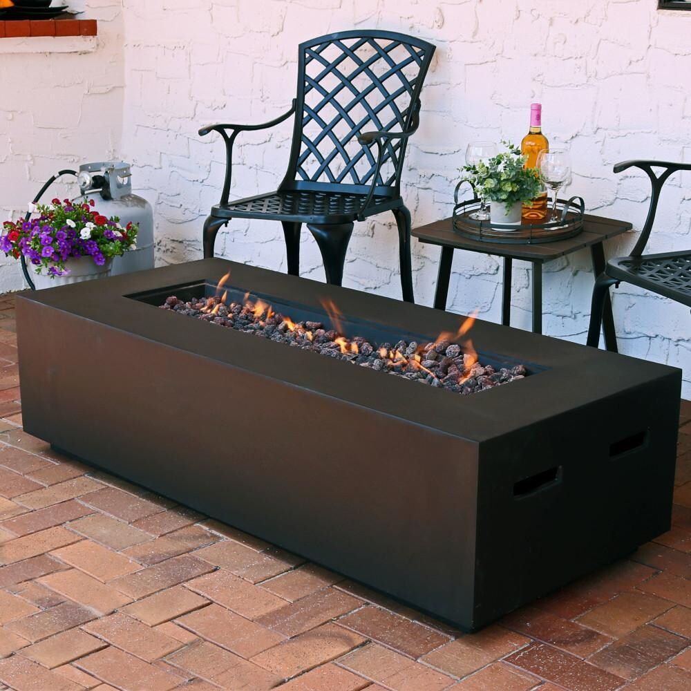 Ultimate Patio 56-Inch Rectangular Propane Gas Fire Pit Coffee Table thumbnail