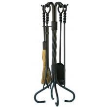 UniFlame 5-Piece Olde World Iron Fireplace Tool Set With Ring And Twist Handles - F-1179 image