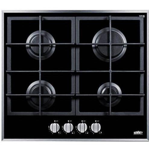 Summit 24-Inch 4-Burner Gas Cooktop - Glass - GC424BGL thumbnail