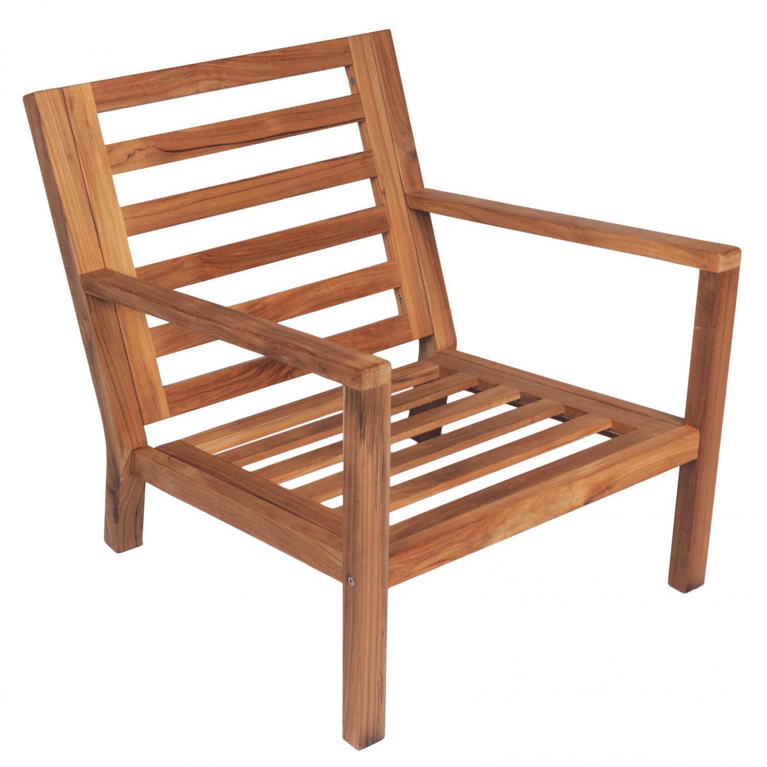 Royal Teak Collection Coastal Teak Patio Club Chair W/ Sunbrella Canvas Spa Cushions - Frame - White Background thumbnail