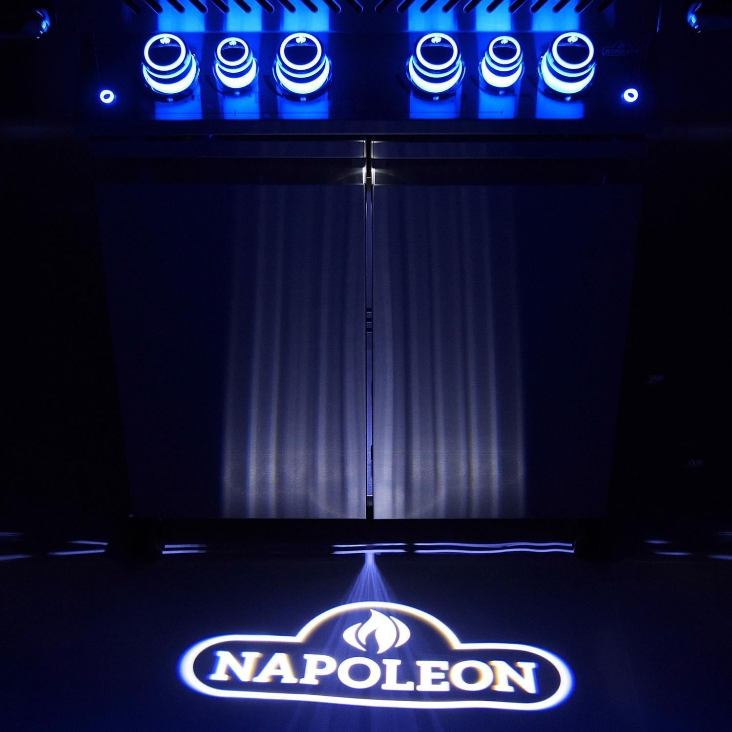 Napoleon PRO500RSIBPSS-3 Prestige PRO 500 Propane Grill with Infrared Rear and Side Burners (2019) - Proximity Lighting Display With Napoleon Logo Projection - Detail thumbnail