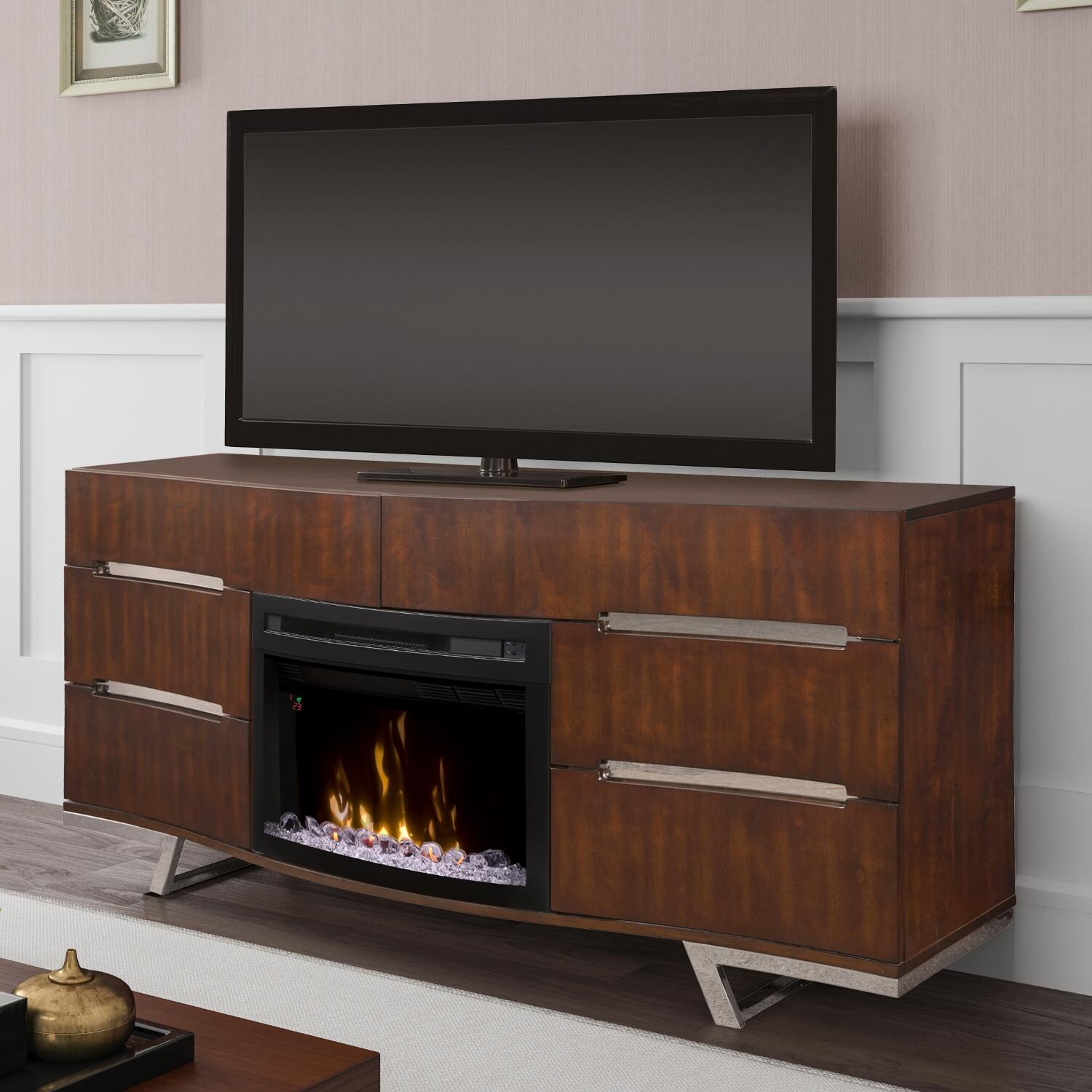 Dimplex Multi-Fire XD Valentina 72-Inch Electric Fireplace Media Console - Acrylic Ice Embers - Cherry - GDS25G5-1826BC